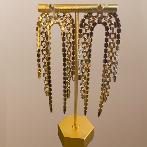 NEW I. N. C INTERNATIONAL CONCEPTS 
Crystal & Chain Looped Statement Earrings - Picture 4 of 7